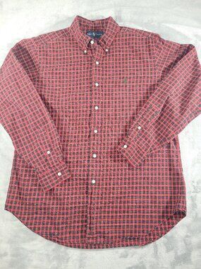 VTG Hong Kong Ralph Lauren Classic Fit Oxford Button Dress Shirt Size L Red